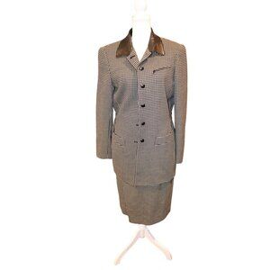 Dana Buchman Womens Houndstooth Skirt Suit Set ,Size 12